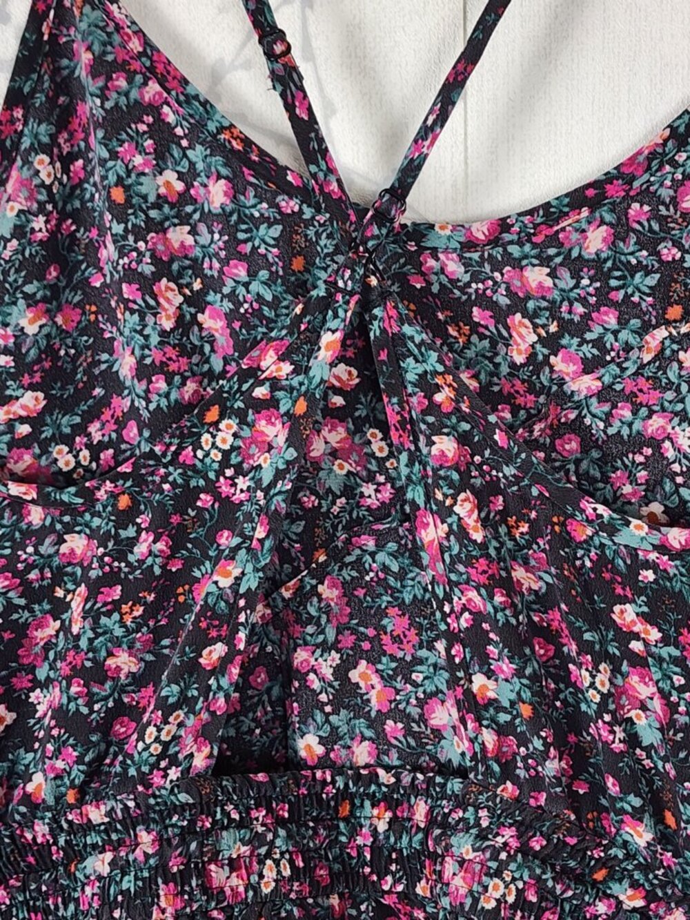 Wilfred Dark Floral 100% Silk Strappy Romper - Picture 5 of 6